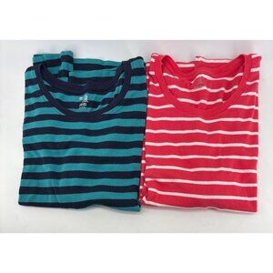 Gap Womens Striped Long Sleeve Tees XXL Cotton & Modal Blend Red/Pink &‎ Teal